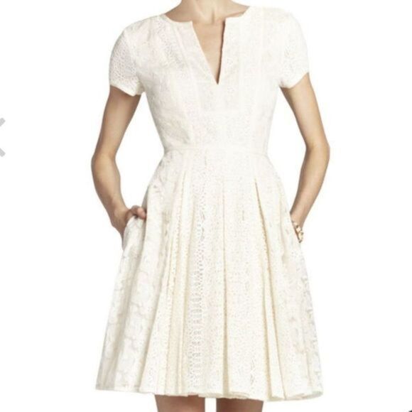 BcbgMaxAzria Kirsten Short-Sleeve Lace‎ Dress in Rose Whisper
